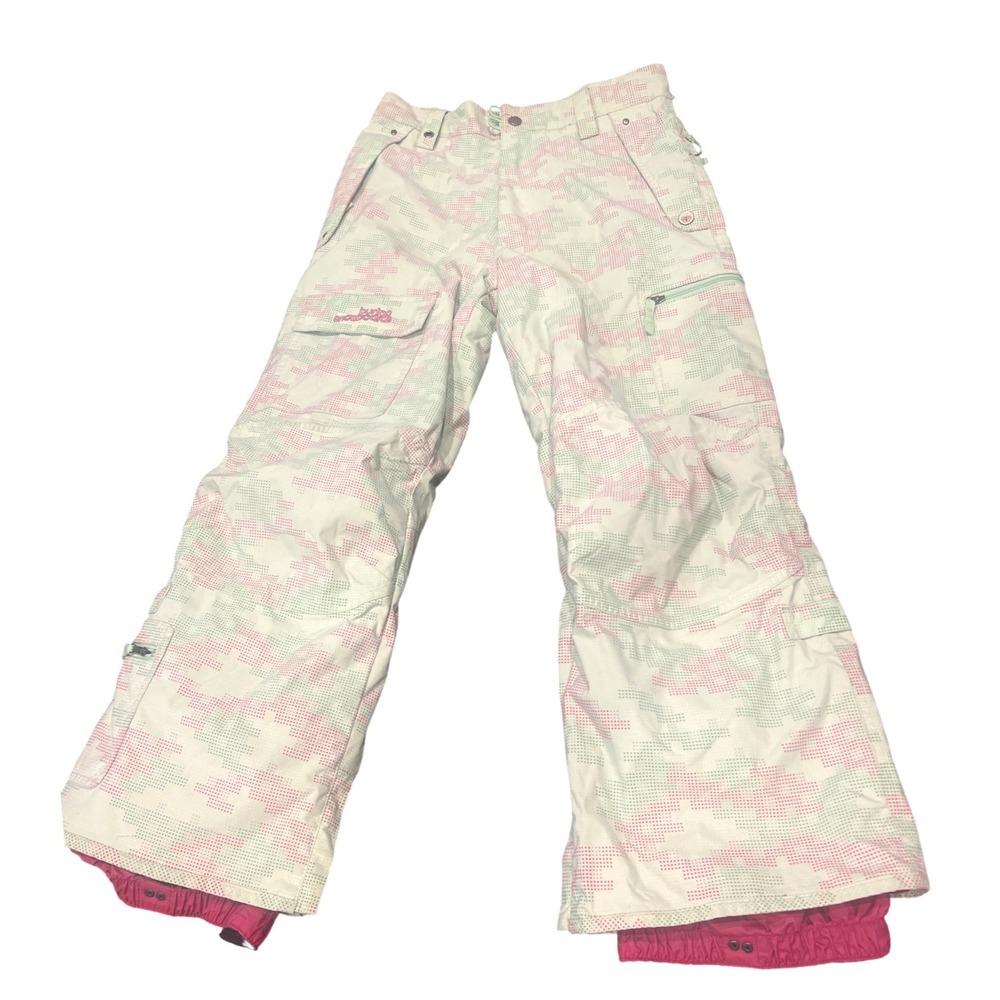 Burton Kids Snow Pants Mint Pink Digital Camo Cargo Ski Snowboard Large